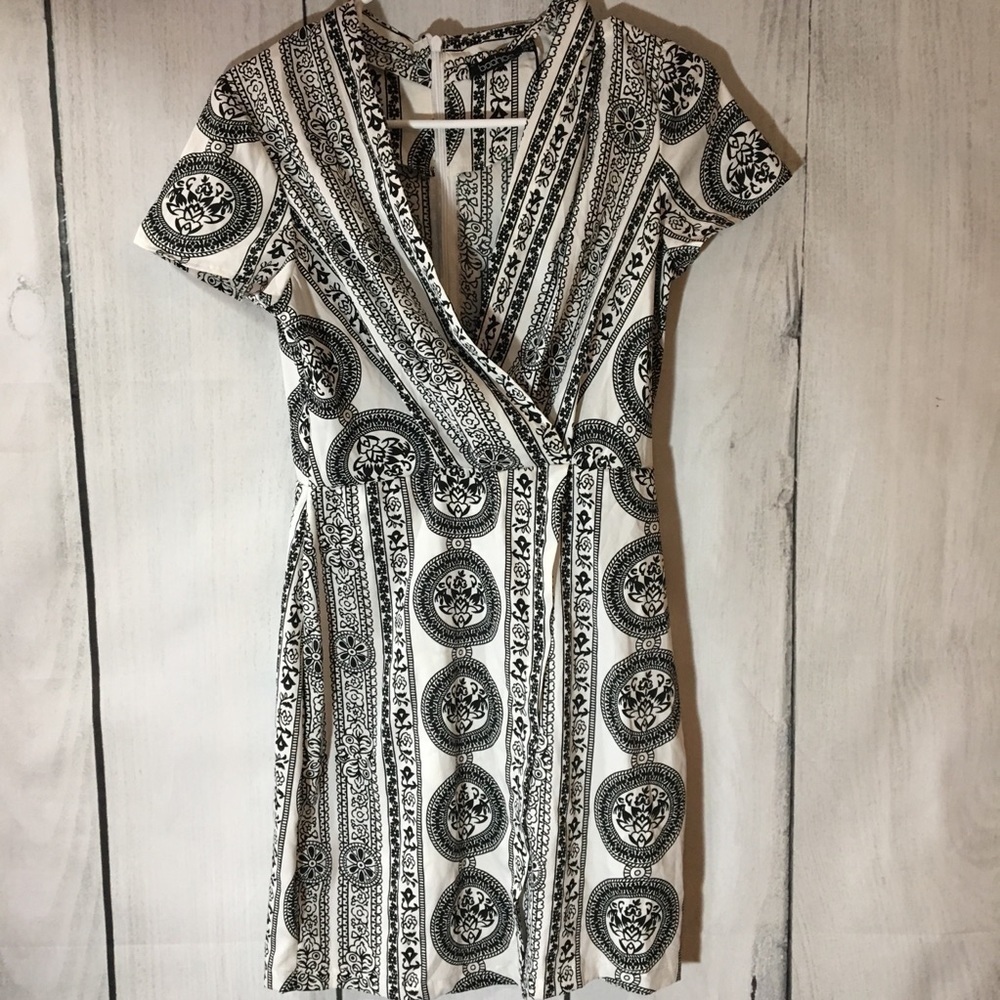 Boohoo Black and White Tribal Print Mini Dress